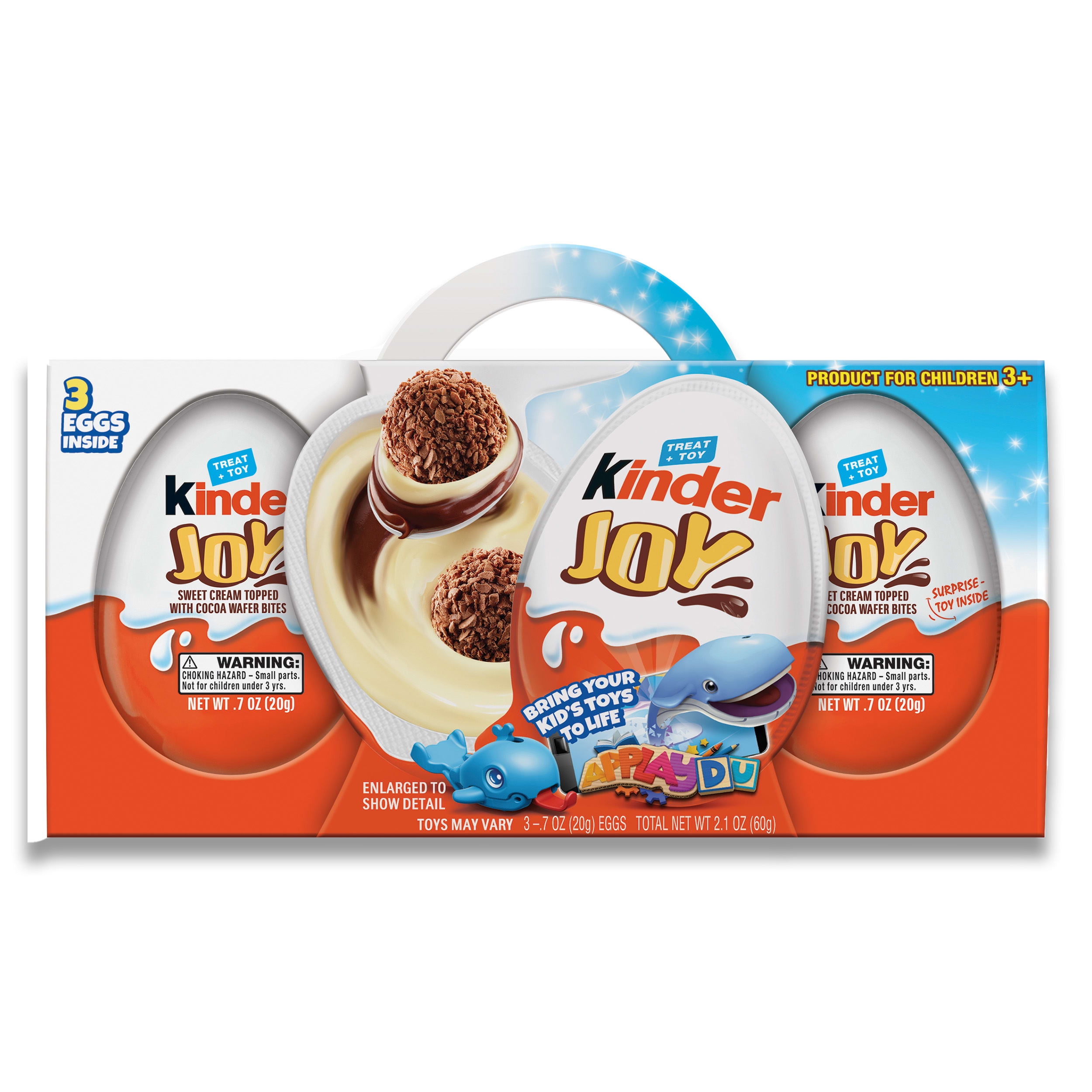 Kinder Joy Eggs, Sweet Cream and Chocolatey Wafers with Toy Inside 2.1 oz each, 3 Eggs
