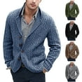 thumbnail image 6 of Lovskoo 2024 Cardigan Sweaters for Men Long Sleeve Wool Sweater Wool Sweater Button Pocket Knit Tops Olive Green, 6 of 6