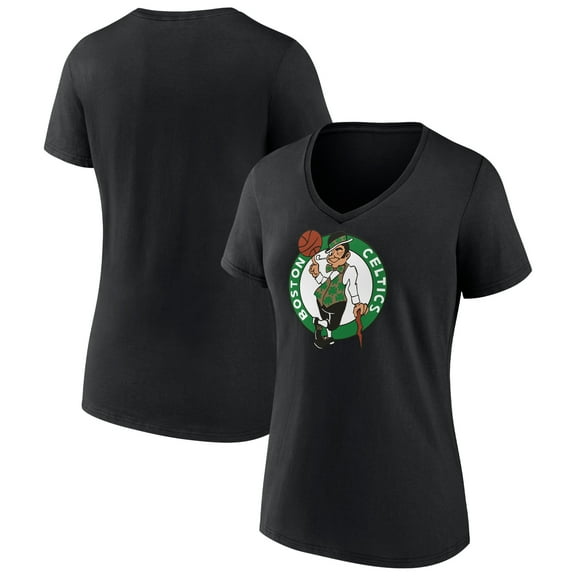 Women's Black Boston Celtics Primary Logo V-Neck T-Shirt