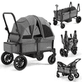 thumbnail image 1 of INFANS Poussette-wagon pour 2 Enfants, Guidon Pliable et Réglable, 2 Places avec Capote Amovible et Tablette pour les Collations, Repose-Pieds Rabattable Confortable et Sièges Rembourrés, 1 of 9