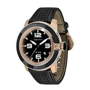 Men's Sobe Tech 50mm Black Satin Band Rose Gold Plated Case Swiss Quartz Analog Watch GR33010