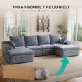 thumbnail image 6 of 134.5" U-Shape Modular Sectional Sofa, Corduroy Couch, Compressed Space-Efficient Sofa for Living Room & Bedroom - Gray (No Assembly Required, Modern Minimalist Style), 6 of 8