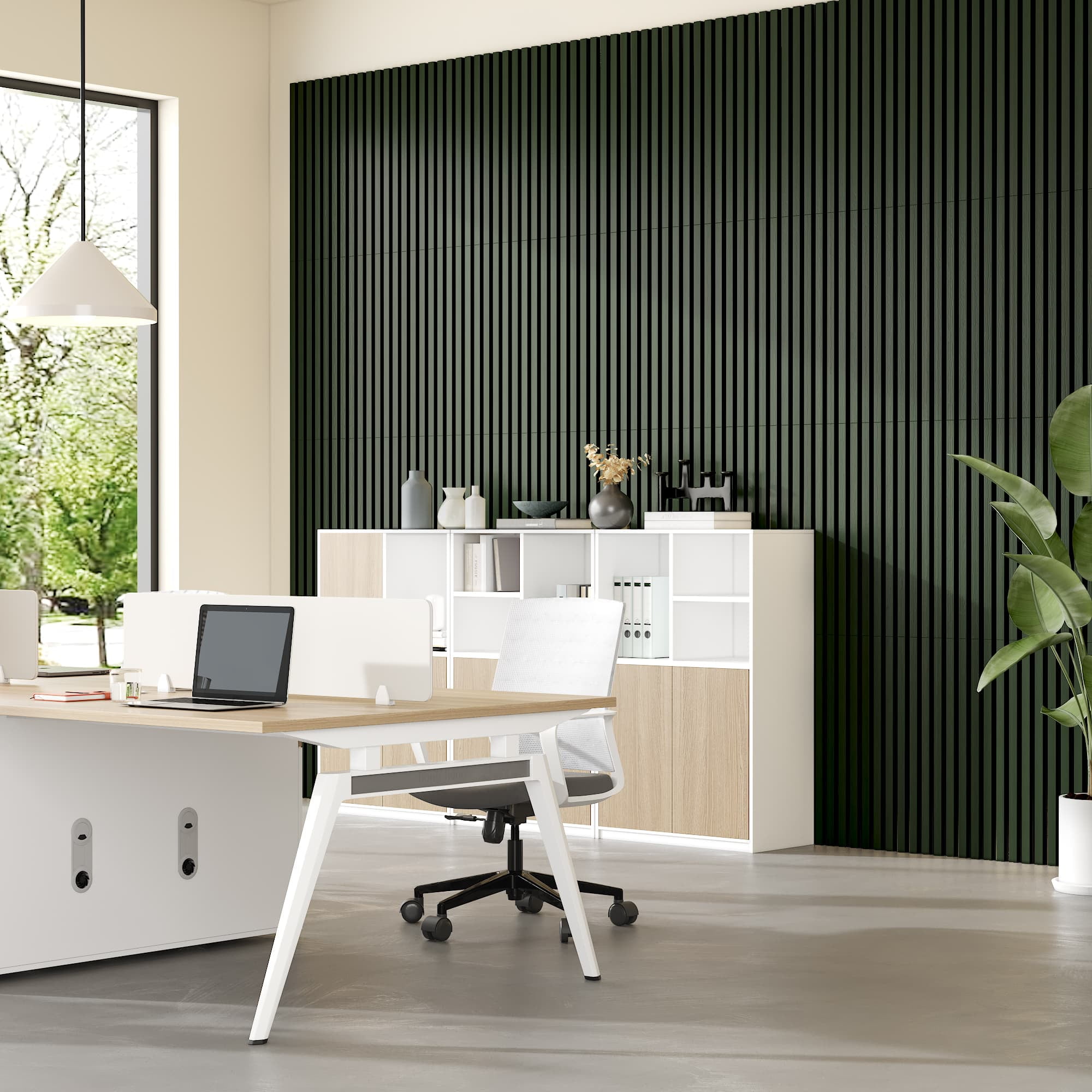 24"x24" Acoustic Slat Wood Wall Panel 3D Slatted Wall Panels 4Pcs,Black