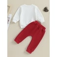 thumbnail image 4 of Suealasg Toddler Baby Boy Valentine's Day Clothes 3M 6M 9M 12M 18M 24M Infant Long Sleeve Letter Print Sweatshirt Elastic Waist Pants 2PCS Casual Spring Tracksuit Outfits for Newborn Boy, 4 of 9