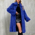 thumbnail image 2 of Stichou Womens Winter Faux Fur Long Coat Oversize Fuzzy Long Outerwear Fashion Luxury Warm Jacket Overcoat Royal Blue XL, 2 of 6