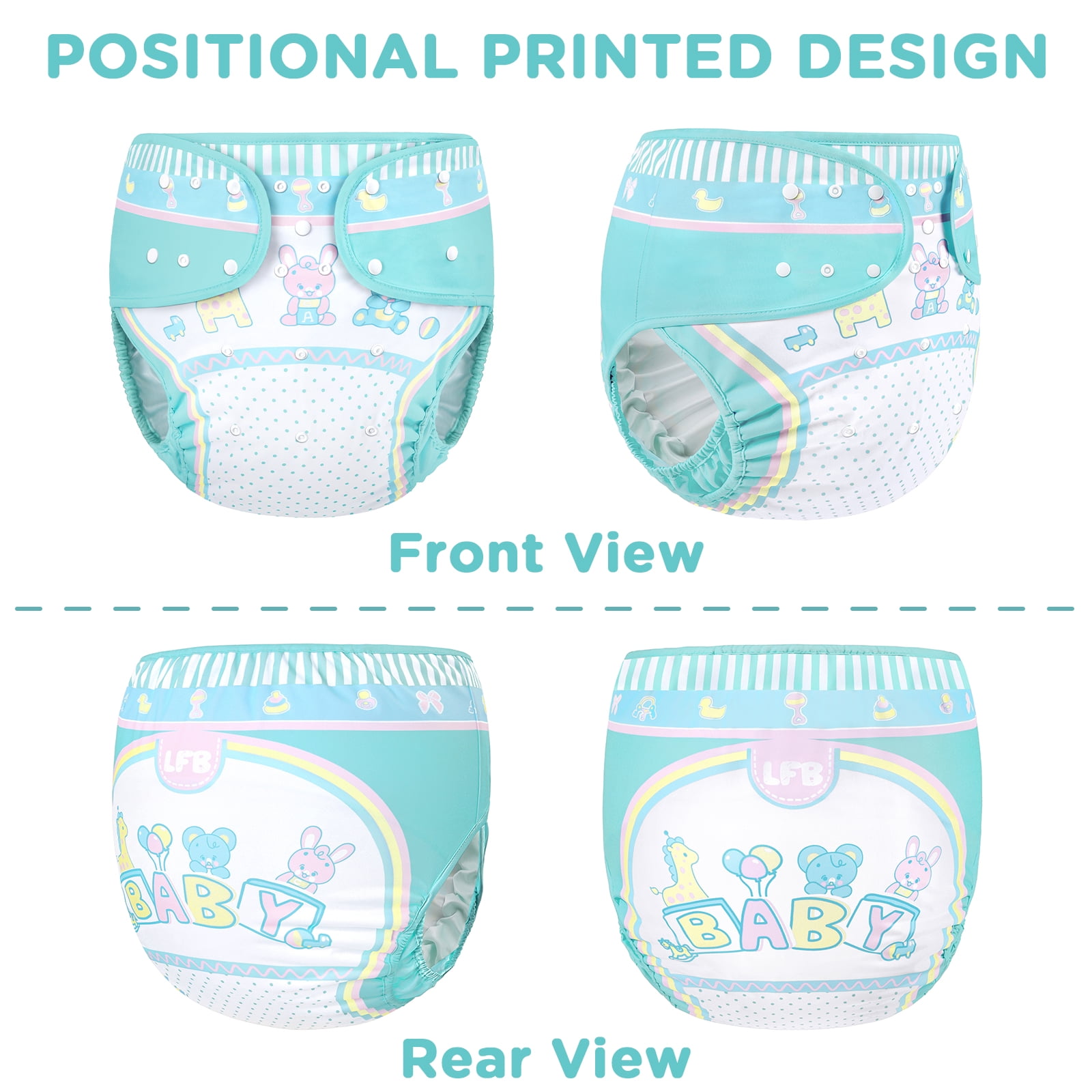 Littleforbig Washable Adjustable Adult Pocket Nappy Cover Reusable Waterproof Cloth Baby Parade Adult Diaper Wrap Cover One Size
