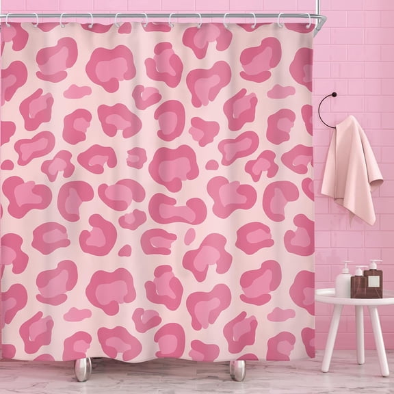 jafea Pink Leopard Print Shower Curtain Cute Cheetah for Girl Women Modern Trendy Simple 72Wx72H Inch Abstract Aesthetic Minimalist Vintage Fabric Decor Bathroom Polyester Waterproof Hooks