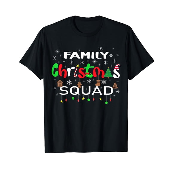 Christmas Morning Squad Xmas Holiday Pajama Matching Family Black T-Shirt