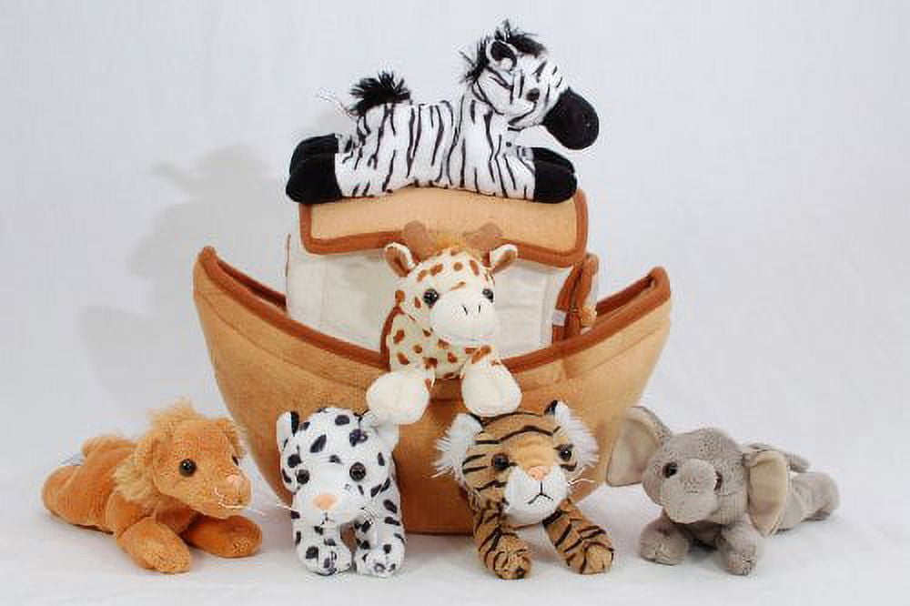 Plush Noah's Ark with Animals - Six 6 Stuffed Animals Lion, Zebra, Tiger, Giraff