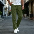 thumbnail image 4 of HomeDM Men's Lounge Pants Drawstring Waist with Pockets Casual Trousers Army Green Workout Hiking Work Joggers Size 2XL, 4 of 7