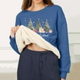 thumbnail image 4 of SYMOID Womens Blue Plush Fleece Lined Christmas Sweatshirt - Relaxed Fit Cropped Hem Festive Tree Print Winter Pullover (M-XXXL),Size 3XL, 4 of 6