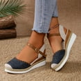 thumbnail image 5 of Juosiy Womens Platform Sandals Ankle Strap Sandals Lace Embroideried Closed Toe Flat Dress Shoes, 5 of 8