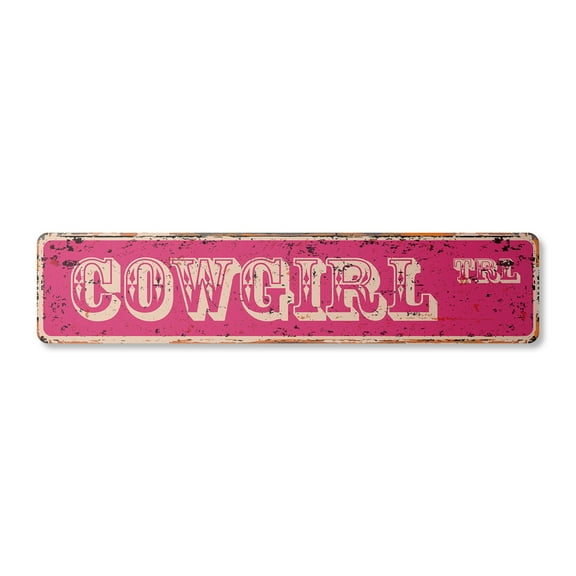 COWGIRL Vintage Plastic Street Sign western farm hat redneck horse | Indoor/Outdoor |  36" Wide