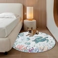 thumbnail image 2 of Teal Turtle Coastal Round Area Rug 6Ft Washable Circle Rugs for Bathroom Office, Octopus Coral Summer Beach Starfish Non-Slip Carpet Floor Mats Indoor Outdoor Carpet Runner Aesthetic Home Decor, 2 of 8