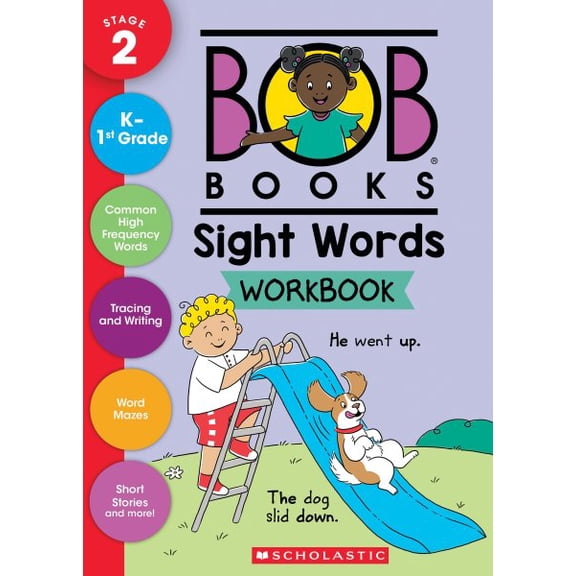 Pre-Owned Bob Books Bob Books - Sight Words Workbook Phonics, Writing Practice, Ages 4 and Up, Kindergarten, First Grade (Stage 2: Emerging , (Paperback)