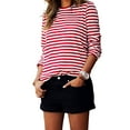 thumbnail image 3 of Womens Striped Long Sleeve T Shirt Cotton Striped Tops Basic T Shirt Casual Pullover Tops Blouse, 3 of 7
