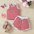 thumbnail image 2 of LNMQLPDBS Unisex Baby Short Sets Sleeveless Striped Summer Vest Tank Top & Shorts 2pcs Casual Outfits Toddler Gym Shorts Baby Girl Loose Soft Breathable Clothes for Sun Day Red 9-12 Months, 2 of 9