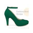 thumbnail image 5 of BLISSFUL STEP Women Ankle Strap Round Toe Stiletto Heels Pumps Green 8, 5 of 7