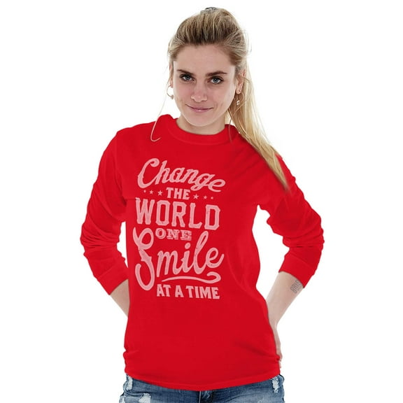 One Smile At A Time Optimistic Women's Long Sleeve T Shirt Brisco Brands M