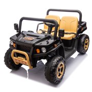 24V XXXL Kids Ride On UTV W/Parents Remote Control Two-seater Automatic tipping bucket Rear wheel suspension Slow start Portable handle Safety Belt LED light USB MP3 Bluetooth Horn for Ki