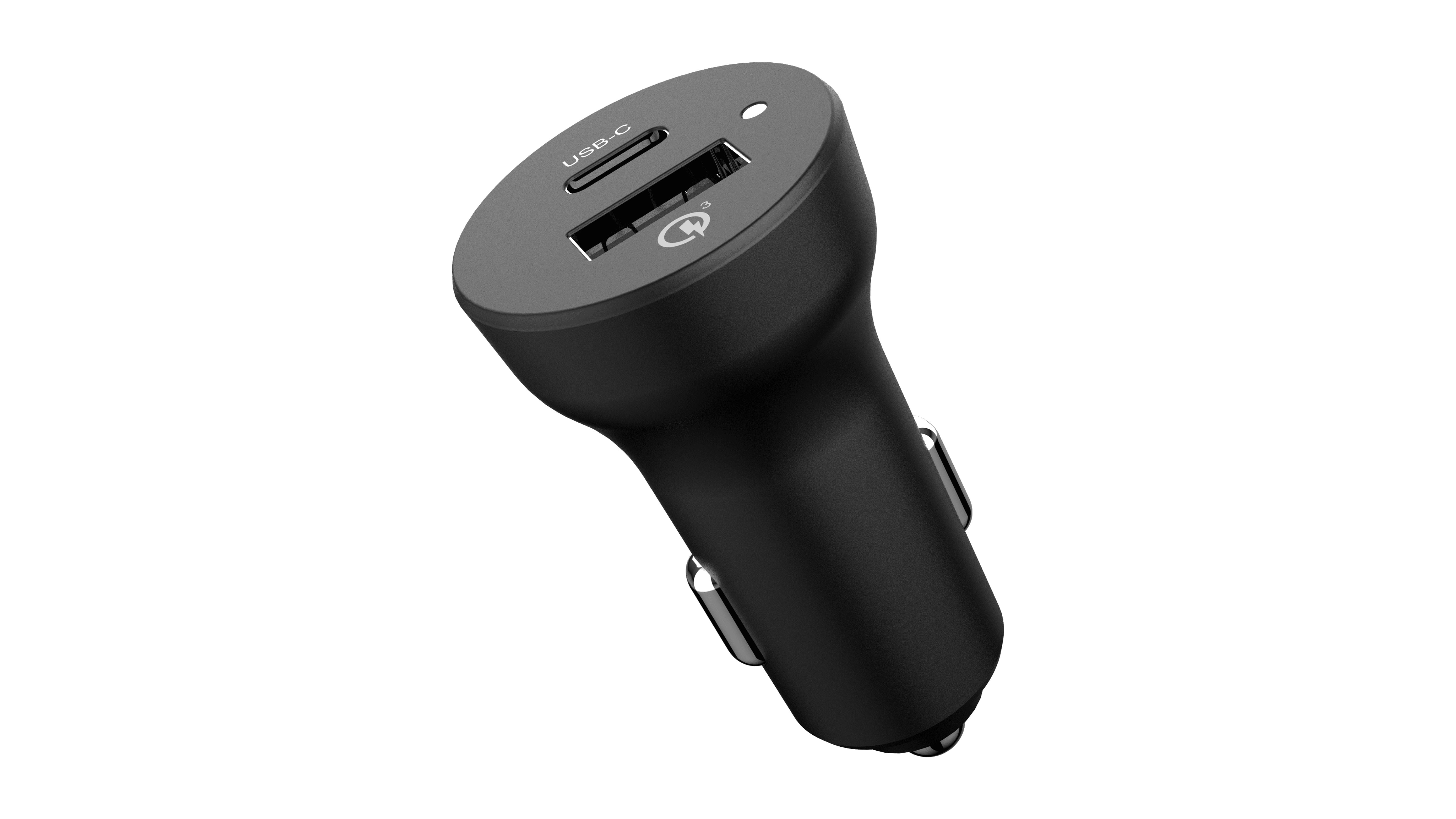 (4 pack) Auto Drive Quick Charge 3.0 USB Black Car Charger, 18W USB-A and 18W Type C Charging Ports