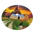 thumbnail image 3 of Kll 48" Christmas Tree Skirt Fall Village Scenery Xmas Tree Skirts Mat For New Year Xmas Holiday Party Indoor Outdoor Home Decoration, 3 of 9