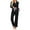 Black, variant on Pajamas for Women Set Silk Comfy Long Sleeve Pants Suit With Crepe Edge Lapel Homestay Pjs Sets Sleepwear Navy 2XL