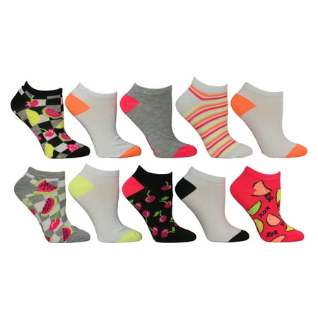 Betsey Johnson Ladies 10Pk Fruit Pattern Low Cut Socks