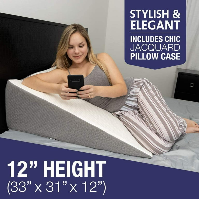 K lbs Extra Wide Bed Wedge Pillow with Memory Foam Top Extra Large 12 Height 31 x 33 x 12 Stylish Jacquard Cover Extra Large Wedge Pillow for Sleeping and Acid Reflux GERD Pillow Walmart