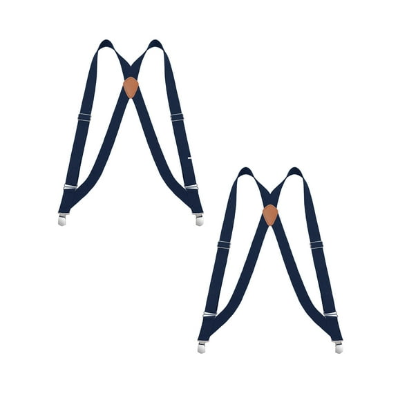Buyless Fashion Trucker 2 Pack Suspenders for Men - 48" Elastic Adjustable Straps 1 1/4" - X Back - 5115-2-Navy