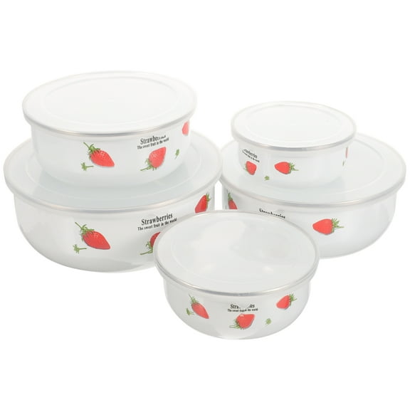 OUNONA 5 Pcs Airtight Food Storage Containers Enamel Bowl