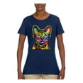 thumbnail image 2 of Cats Are Like Potato Chips Colorful Rainbow Cat Animal Lover Womens Graphic T-Shirt, Navy, Medium, 2 of 3