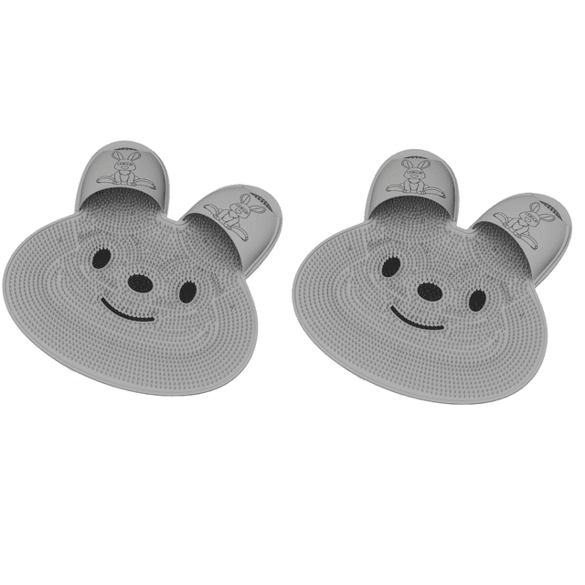 2-pack Extra-Large Shower Foot Scrubber Mat - Non-Slip Bath Massage Pad for Exfoliation, Cute Animal Design, Gray