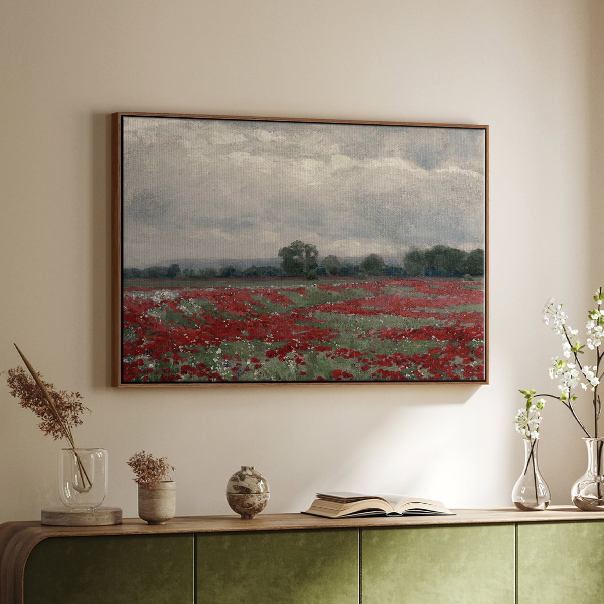 Vintage Botanical Print-XCIII By Wexford Home Framed in Walnut Wood Gallery Wrapped Canvas 17 in. x 25 in.