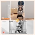 thumbnail image 3 of 2X Retractable Baby Gate, TULILLO 48in Tall Baby Safety Gate, 120" Wide Baby Gate Dog Gate for Stair, Doorway, Auto-Lock, White, 3 of 9