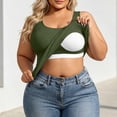 thumbnail image 2 of Yeaiivve Dressy Tank Top for Women Plus Size Tank Tops with Built In Bra Ribbed Casual Sleeveless Shirts Solid Color U Neck Summer Tanks Ladies Office Wear Army Green 4XL, 2 of 8