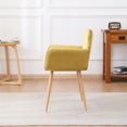 thumbnail image 4 of Velet Upholstered Side Dining Chair with Metal Leg(Yellow velet+Beech Wooden Printing Leg),KD backrest, 4 of 9