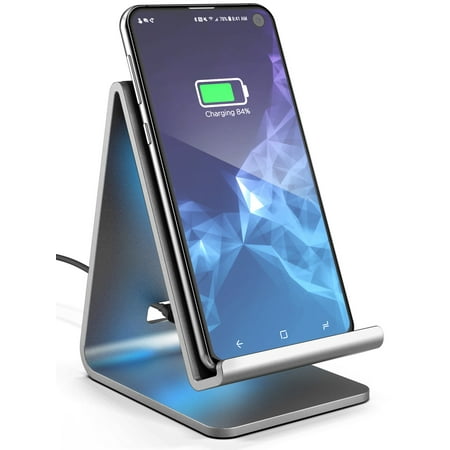 Wireless Charger Stand, Galvanox Aluminum Qi Power Station (QC3.0) Adaptive Fast Charging, Works with All Samsung Galaxy S10 Models