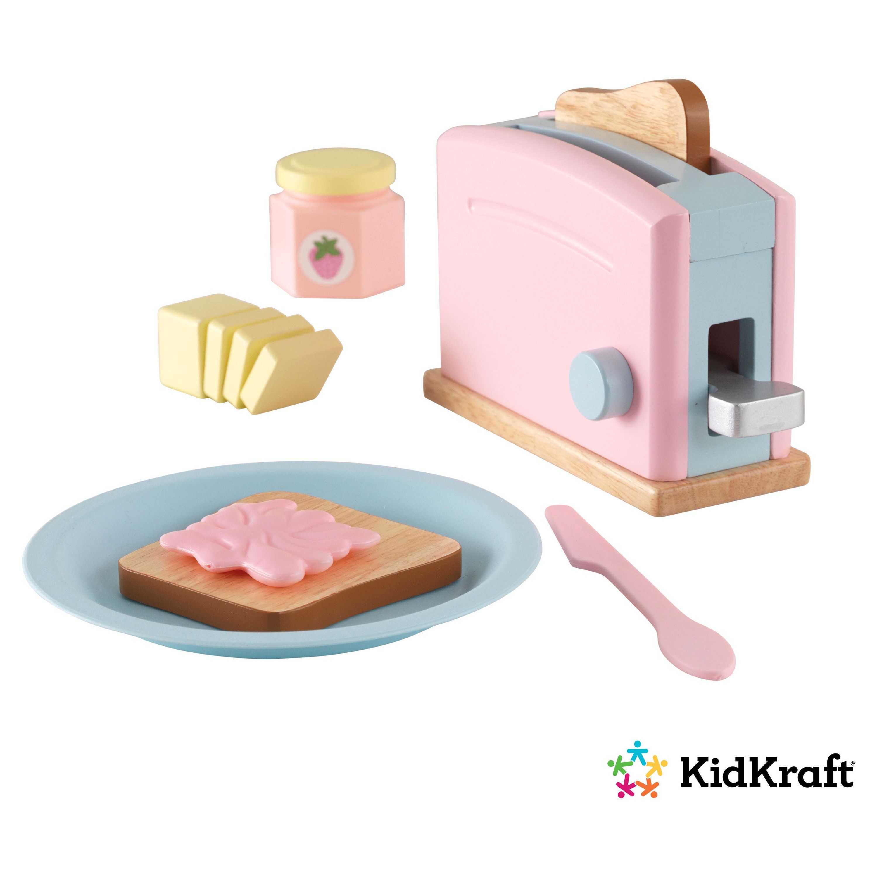 KidKraft Wooden Toaster Playset with 8 Pieces, Kitchen Toy - Pastel - image 3 of 3