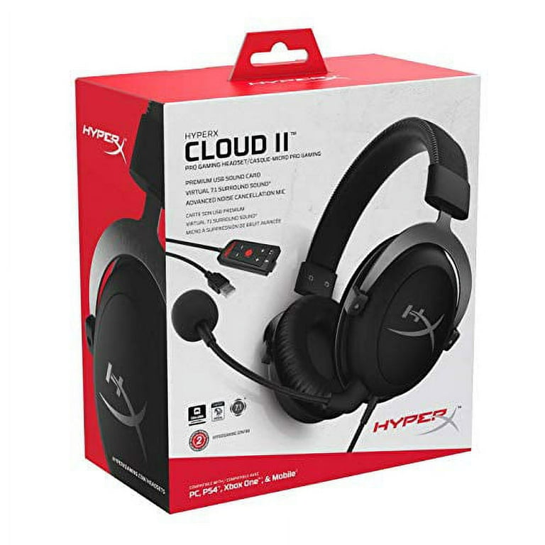 HyperX Cloud II - Gaming Headset, 7.1 Surround Sound, Memory Foam Ear Pads,  Durable Aluminum Frame, Detachable Microphone, Works with PC, PS4, Xbox One  - Gun Metal 