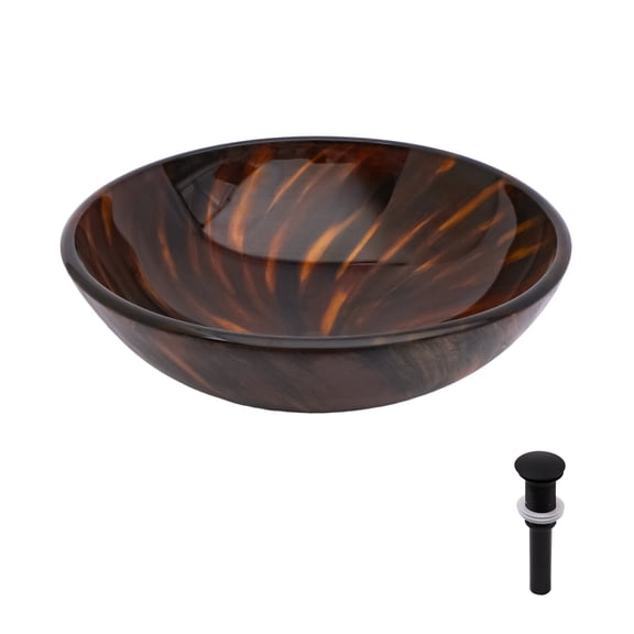 Bathroom Vanity Bathroom Artistic Tempered Glass Vessel Bathroom Sink with Pop-up Drain, Amber-brown Tempered Glass Vanity Round Bowl (no Faucet),Bathroom Vanity Set