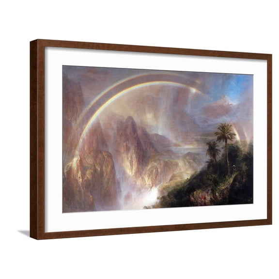 Art.com Rainy Season in the Tropics Art Print by Frederic Edwin Church, Brown Frame Wall Art, 29" x 21"