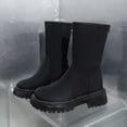thumbnail image 6 of Mepaouo Women's Platform Chelsea Boots Suede Walking Wide Mid Calf Winter Dress Booties(Black,8.5), 6 of 9