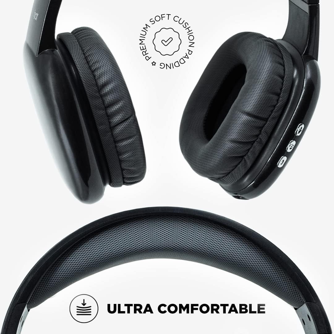 iJoy Ultra Over-Ear Wireless Bluetooth Headphones, Noise Canceling, Built-in Mic, Aux Backup, 10 H Playtime, Comfortable Design – Great Travel Gift