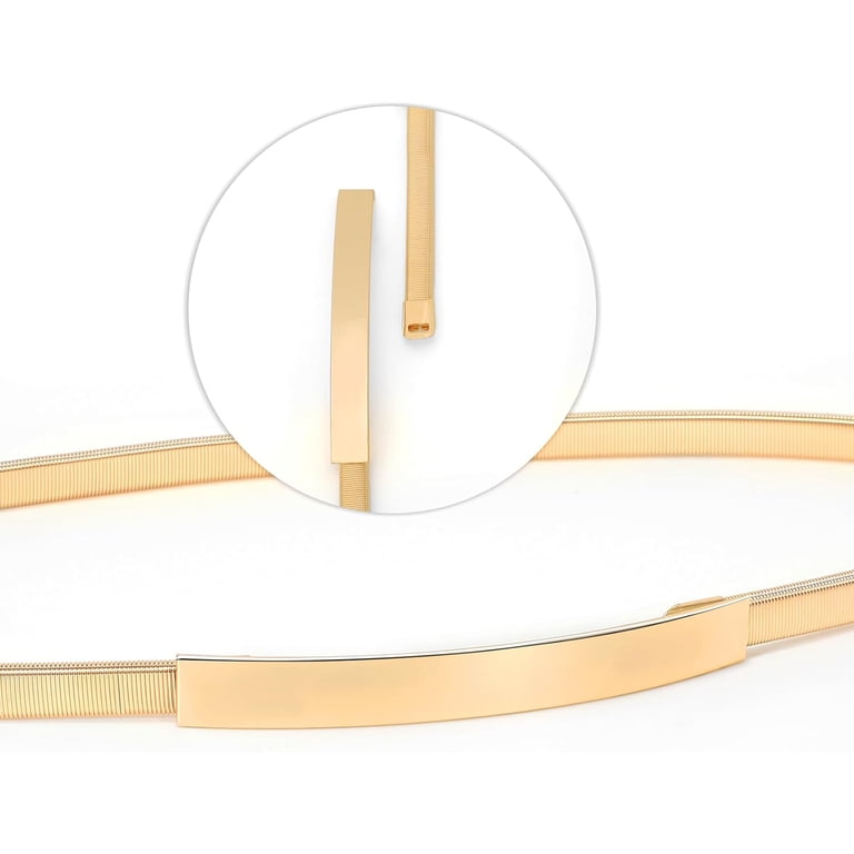 Skinny Metal Cinch Belt for Dress Stretch Thin Waist Belt 