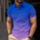 thumbnail image 2 of Camisa Casual de Impresión de Gradiente de los Hombres, Top de Solapa de Manga Corta en Tela de Malla Ligera para el Aire Libre Y el Ocio, Blusa de Suéter Elegante, 2 of 9
