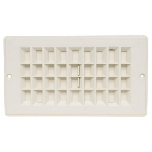 Valterra Heating/Cooling Register A10-3364VP Heating/Cooling Register; Floor Mount; 4 Inch Width x 8 Inch Length; With Damper; White