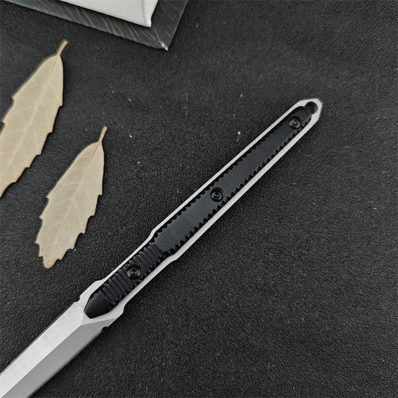 ABCISI 9.5in Tactical Fixed Blade Knife with Sheath, Steel Blade Aluminum Handle, Outdoor Survival Camping Fishing Hunting Knife Cutting Tool, Best Gifts for Men (Silver)