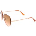 thumbnail image 3 of sunglassLA Unisex Oversize Rimless Aviator Sunglasses Double Crossbar Gradient Lens 61mm (Gold / Brown Pink) - 61mm, 3 of 4