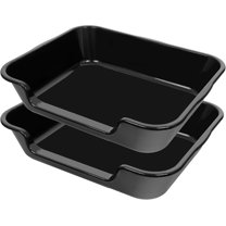 2 Pack of Extra Large Cat Litter Box (ABS Material), Low Entry Senior Litter Pen for Geriatric Kitty Big Cats, Jumbo Pet Safe Litter Boxes Tray for Indoor Pets Potty (Black, 24" L x 20" W)